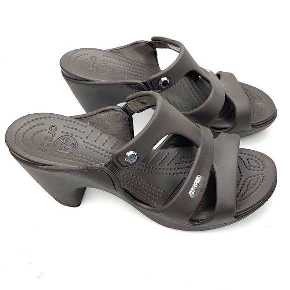 CROCS Shoes - Crocs Womens Cyprus V Heels Sz 9 Sandals Espresso